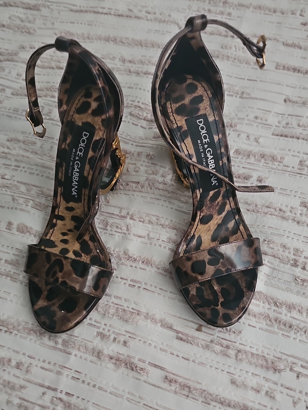 Dolce & Gabbana Leopard Print Ankle-Strap Sandals - Brown